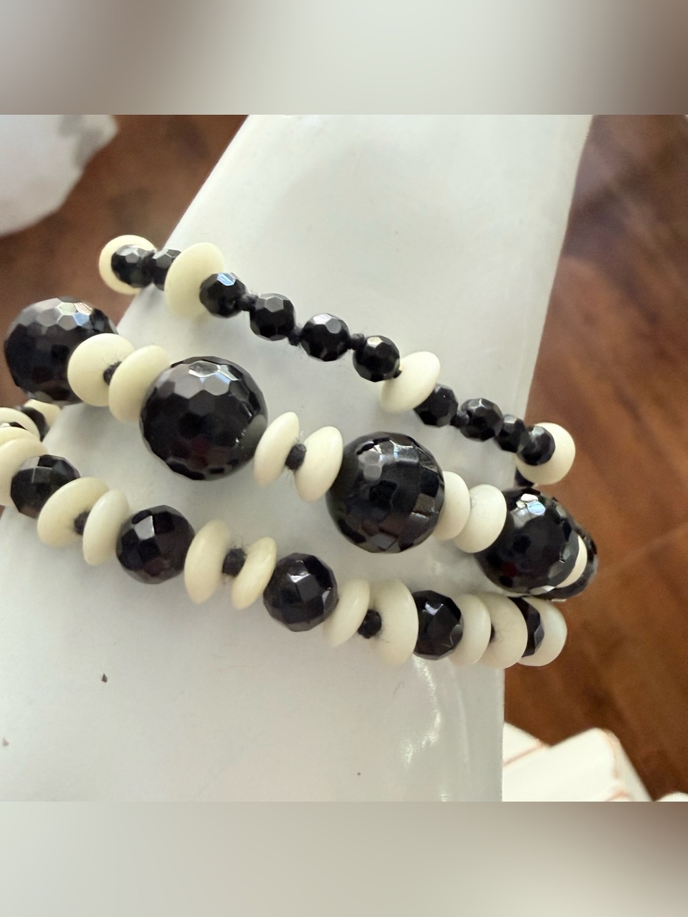 Chan Luu Black and Cream Beaded Multi Strand Bracelet